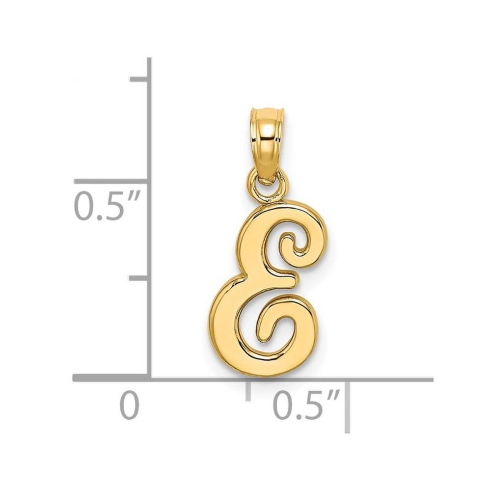 14k Yellow Gold Script Letter E Initial Pendant - image 3
